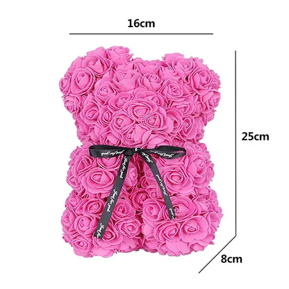 1pc 25cm Teddy Rose Bear with Bouquet