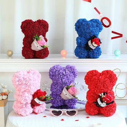 1pc 25cm Teddy Rose Bear with Bouquet