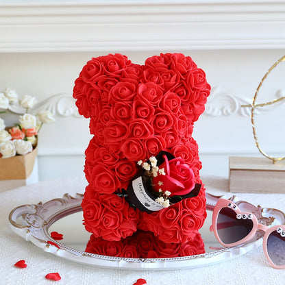 1pc 25cm Teddy Rose Bear with Bouquet